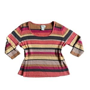 Y2K Vintage St John’s Bay Multicolor Ribbed Long Sleeve Sweater